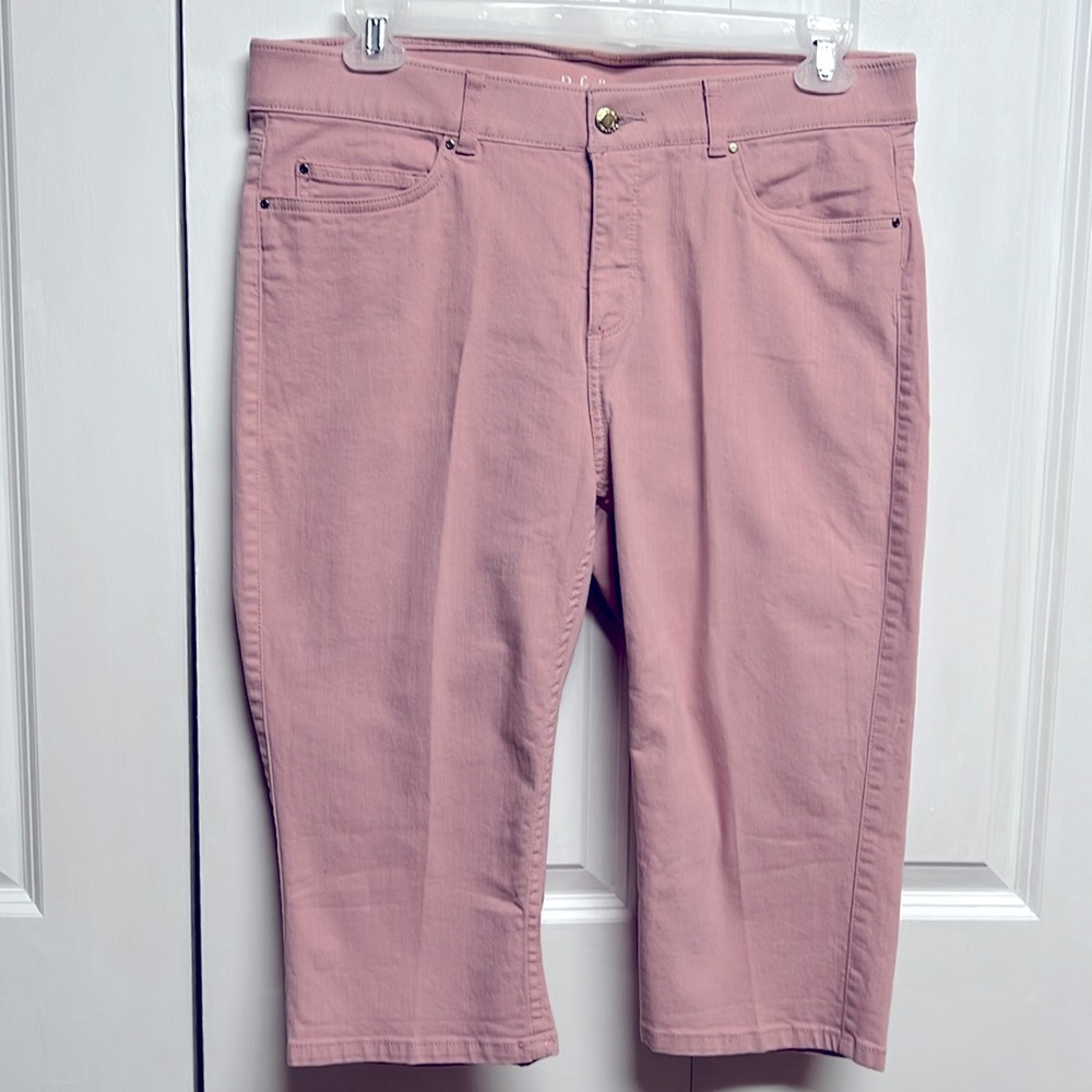 Rafaella Pastel Pink Denim 5 Pocket High Rise Capris Size 16